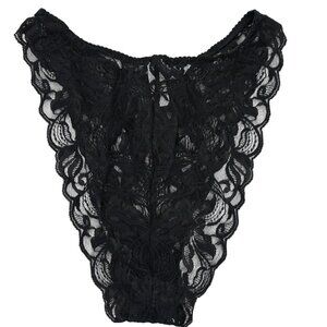 Victorias Secret Vintage Gold Label Black V High Waist Lace Panties Large